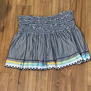 Lucky in Love Blue and White Smocked Skater Mini Skirt 14”